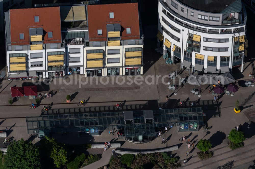 Friedrichshafen from the bird's eye view: Residential and commercial building on street Karlstrasse in Friedrichshafen at Bodensee in the state Baden-Wuerttemberg, Germany