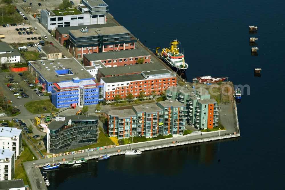 Aerial image Rostock - Residential and commercial building on Neptunallee in Rostock in the state Mecklenburg - Western Pomerania, Germany