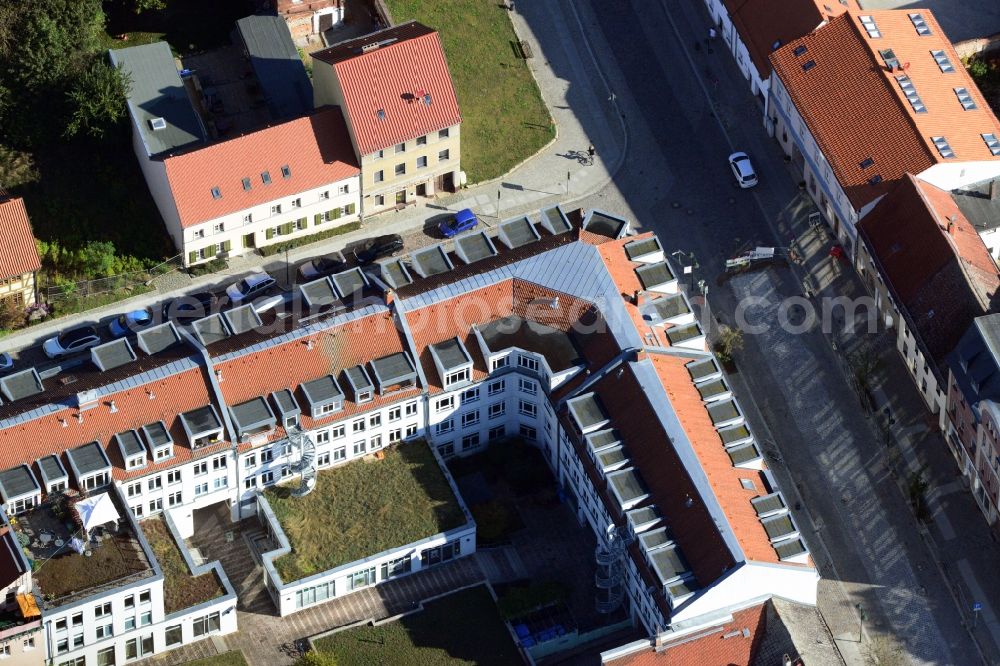 Strausberg from above - Residential and commercial new construction house at Breite Strasse in Strausberg in Brandenburg