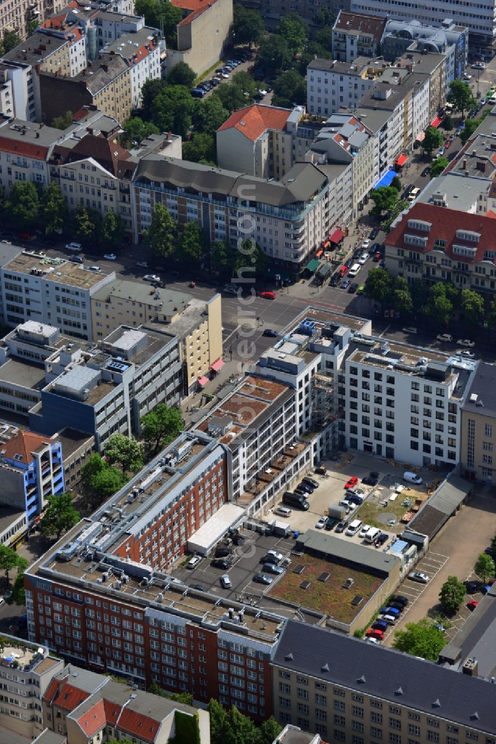 Aerial image Berlin - Residential and commercial building-construction-building Bismarck - Carree at the Bismarck Street in Berlin Charlottenburg