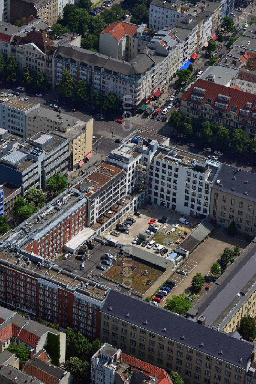 Aerial photograph Berlin - Residential and commercial building-construction-building Bismarck - Carree at the Bismarck Street in Berlin Charlottenburg