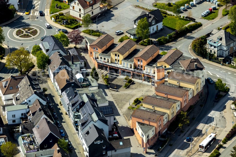 Aerial image Breckerfeld - Residential and commercial building on Prioreier Strasse - Ostring in Breckerfeld in the state North Rhine-Westphalia, Germany