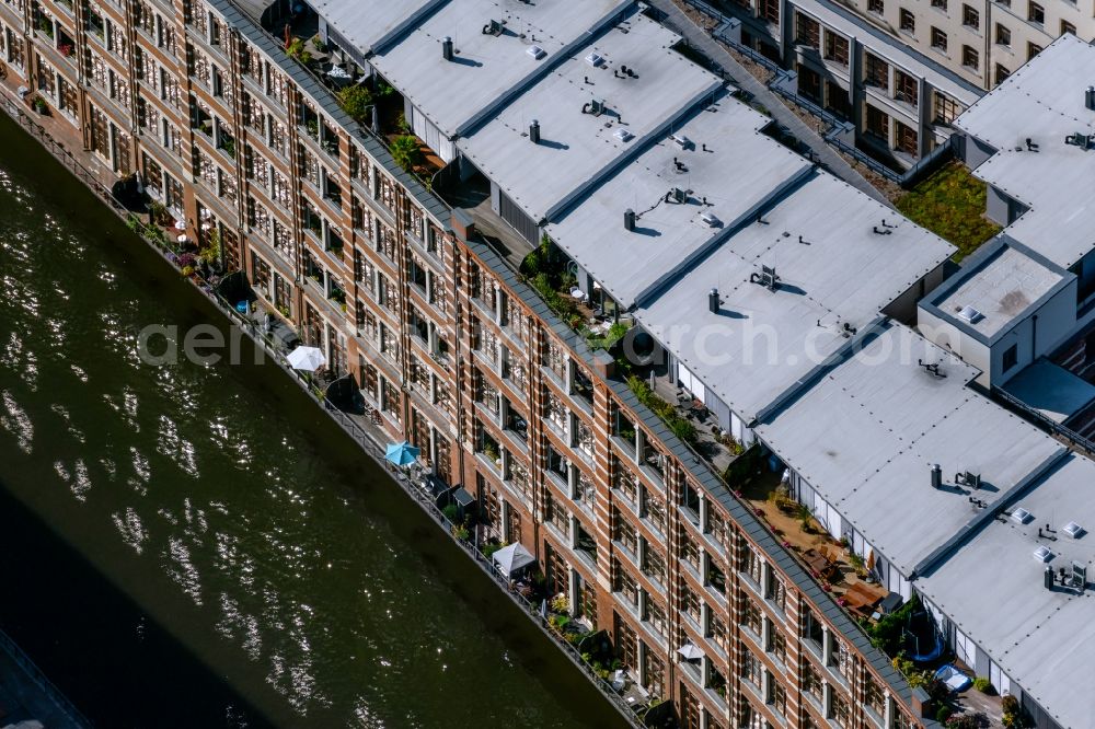 Aerial photograph Leipzig - Residential and commercial building district Elsterpark along the Nonnenstrasse in the district Plagwitz in Leipzig in the state Saxony, Germany