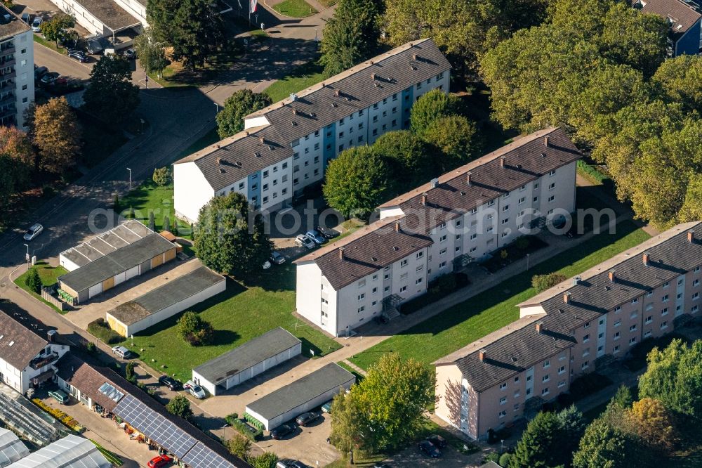 Lahr/Schwarzwald from above - Residential and commercial building district along Dinglingen in Lahr/Schwarzwald in the state Baden-Wurttemberg, Germany