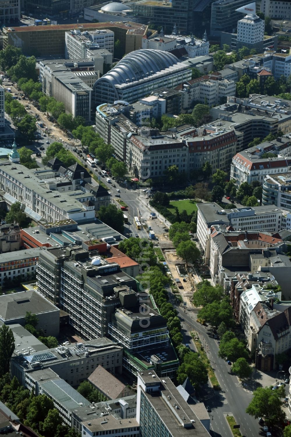 Berlin from above - Residential and commercial building district along Hardenbergstrasse in Berlin