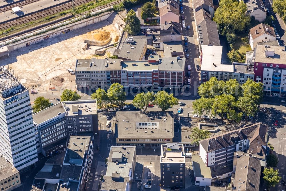 Bochum from above - Residential and commercial building district along of Hellweg in Bochum in the state North Rhine-Westphalia, Germany