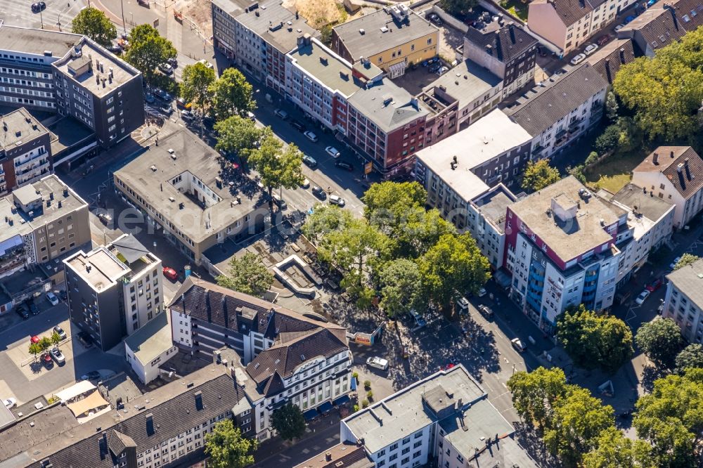 Bochum from the bird's eye view: Residential and commercial building district along of Hellweg in Bochum in the state North Rhine-Westphalia, Germany