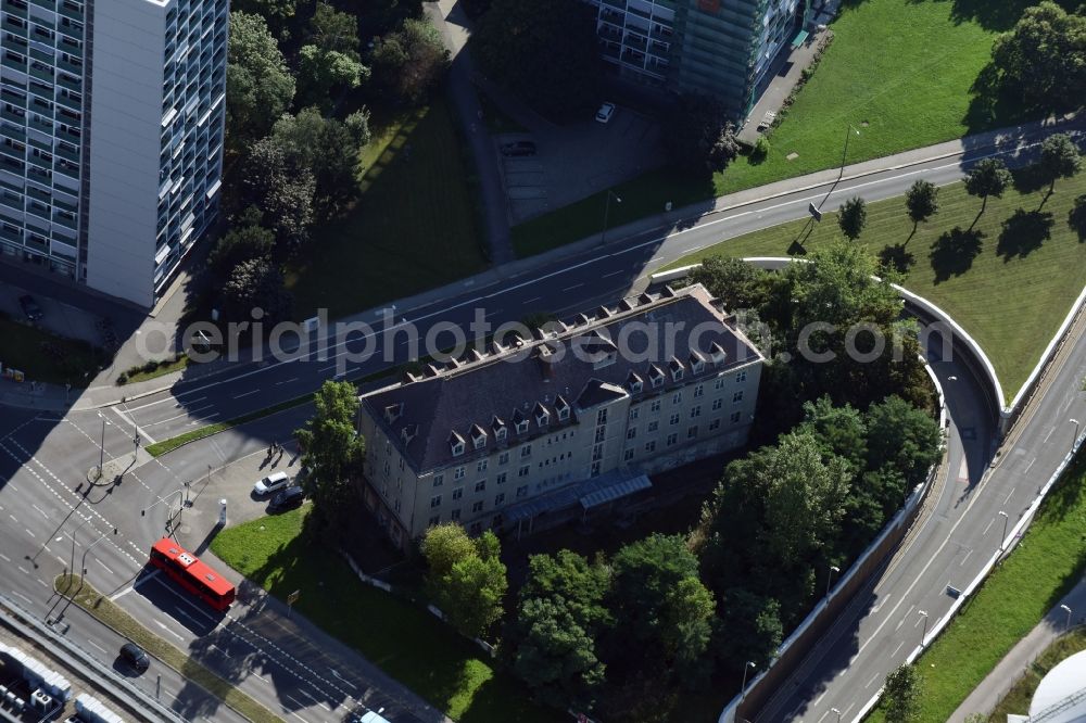 Aerial image Dresden - Residential and commercial building district along der Sidonienstrasse in Dresden in the state Saxony