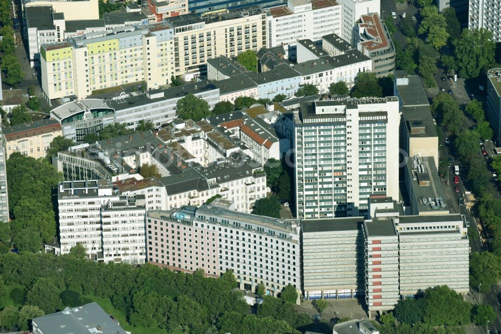 Berlin from the bird's eye view: Residential and commercial building district along of Kurfuerstenstrasse corner An of Uronia in Berlin, Germany