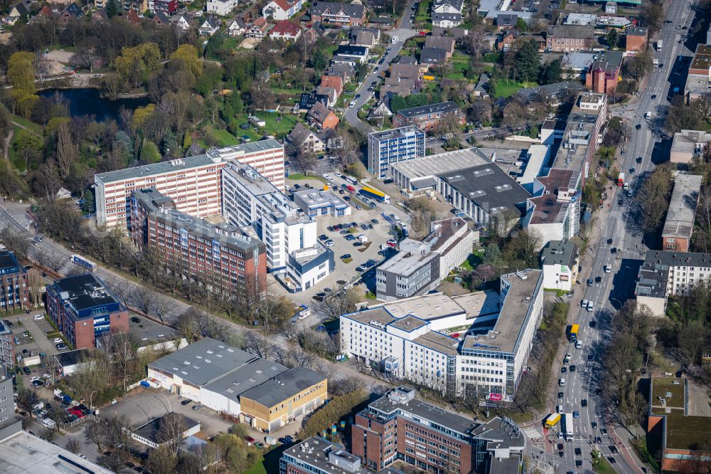 Hamburg from above - Residential and commercial building district on street Holstenkamp in the district Stellingen in Hamburg, Germany