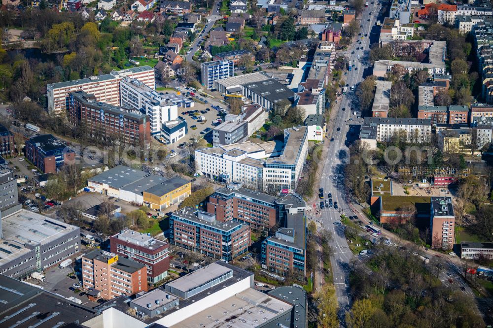 Aerial photograph Hamburg - Residential and commercial building district on street Holstenkamp in the district Stellingen in Hamburg, Germany