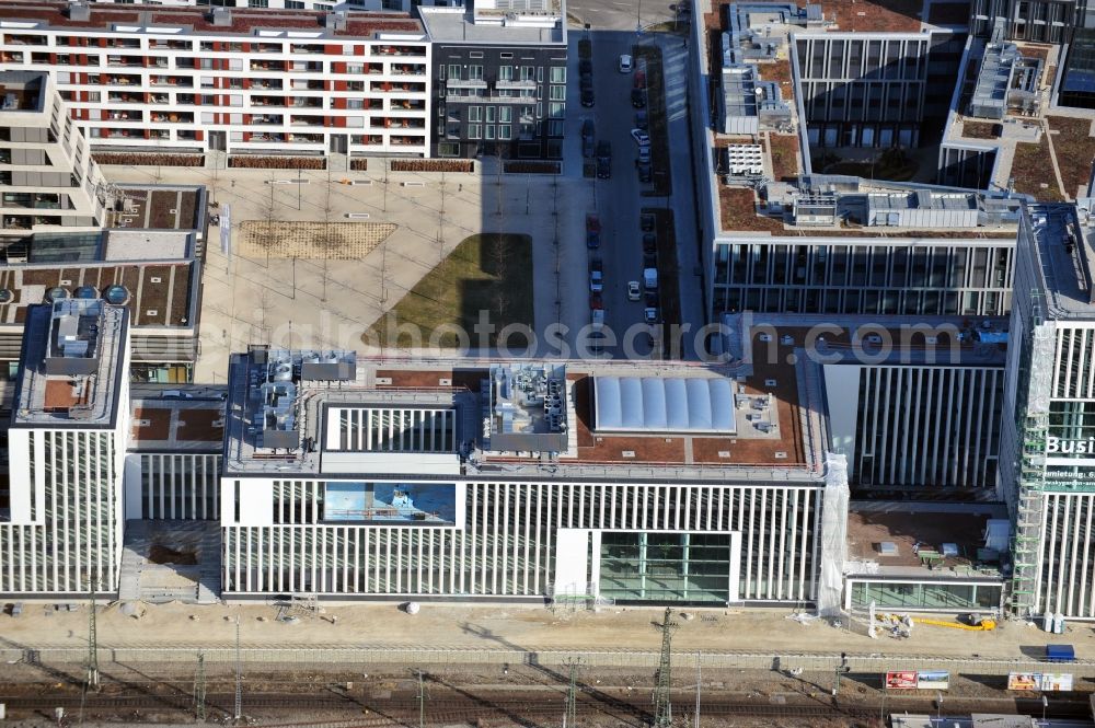 München from above - Residential and commercial building district Skygarden on Arnulfpark in the district Maxvorstadt in Munich in the state Bavaria, Germany