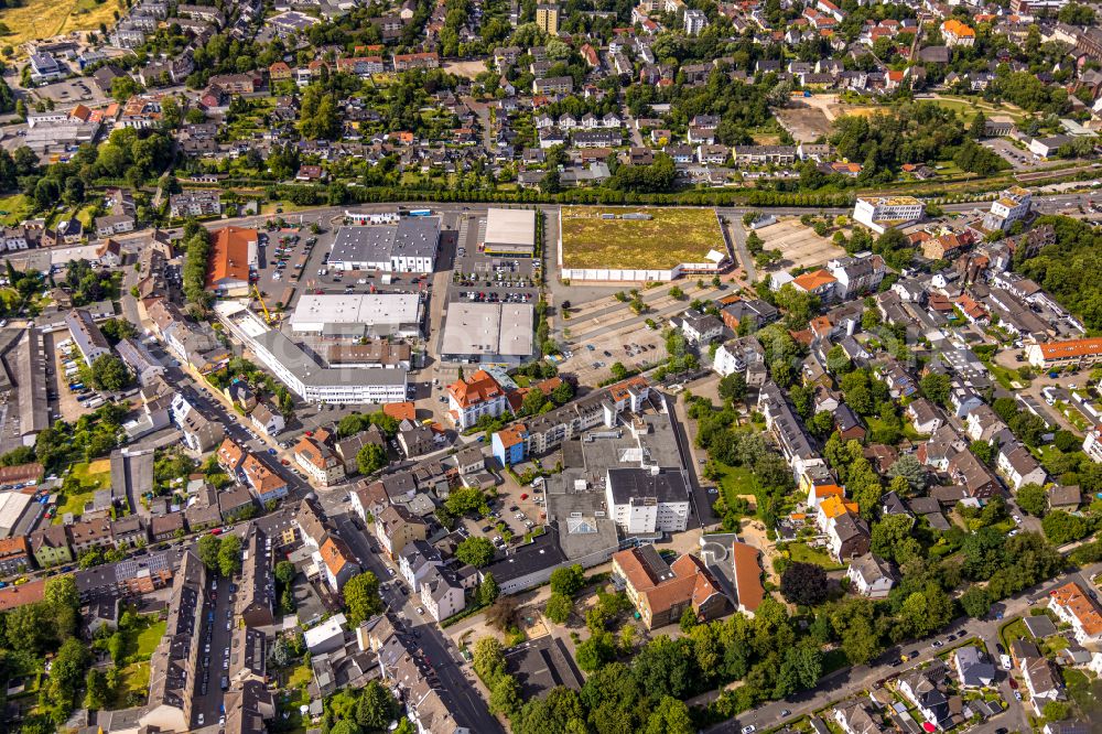 Aerial photograph Witten - Residential and commercial building district on street Annenstrasse in Witten at Ruhrgebiet in the state North Rhine-Westphalia, Germany