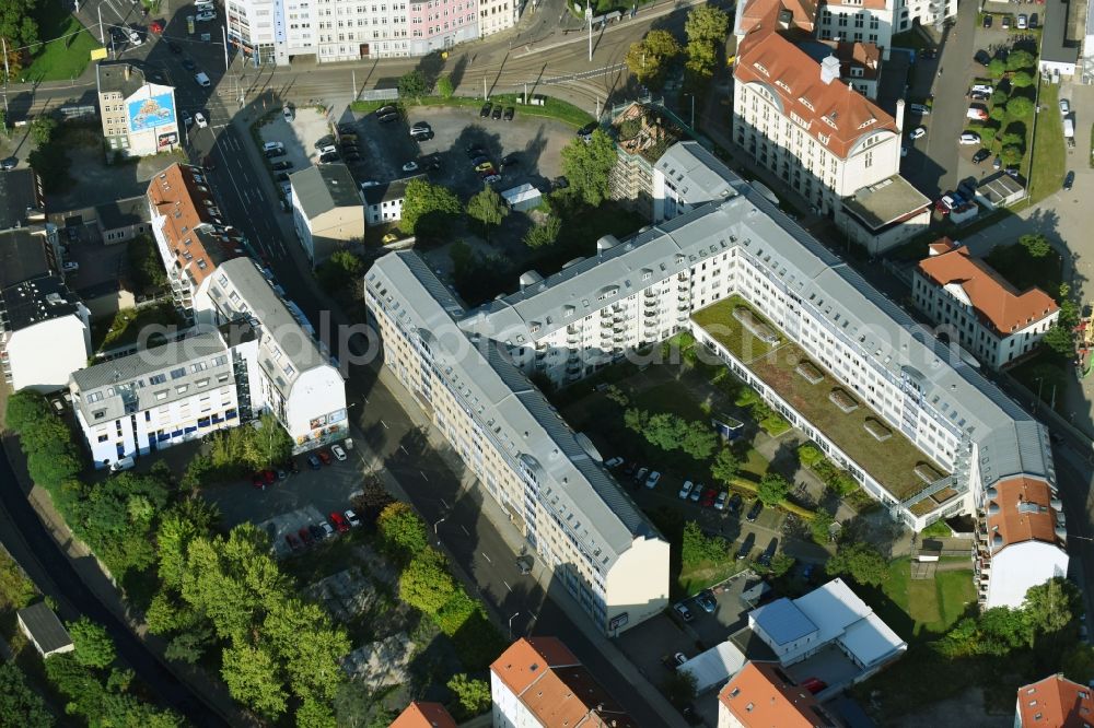 Aerial image Leipzig - Residential and commercial building district between of Berliner Strasse and of Erich-Weinert-Strasse in Leipzig in the state Saxony, Germany