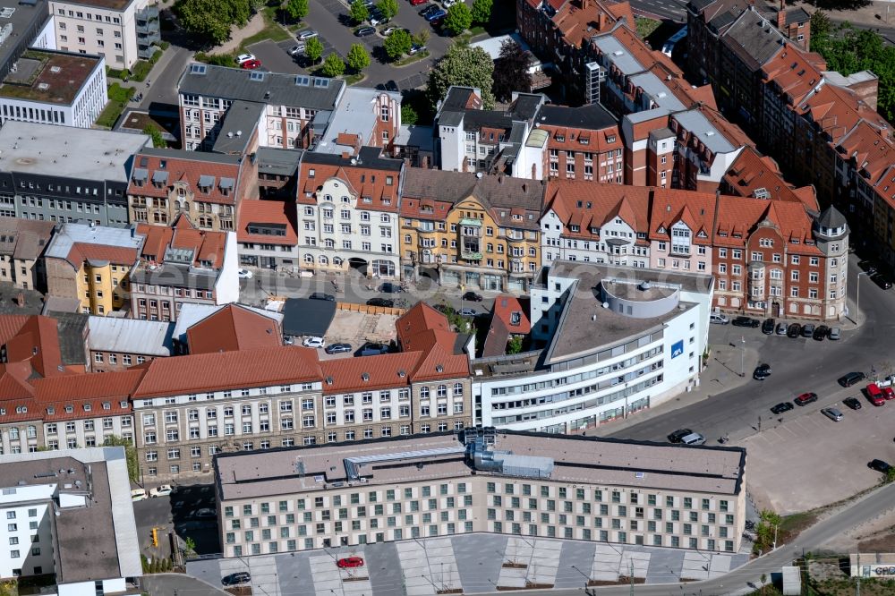 Erfurt from above - Residential and commercial building district between Kurt-Schumacher-Strasse and Schmidtstedter Strasse in the district Altstadt in Erfurt in the state Thuringia, Germany