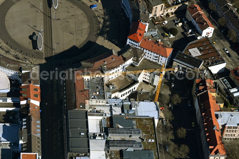 Aerial photograph Kassel - Residential and commercial building district with renovation work and a construction site between Obere Koenigsstrasse and Untere Karlsstrasse in the district Mitte in Kassel in the state Hesse, Germany