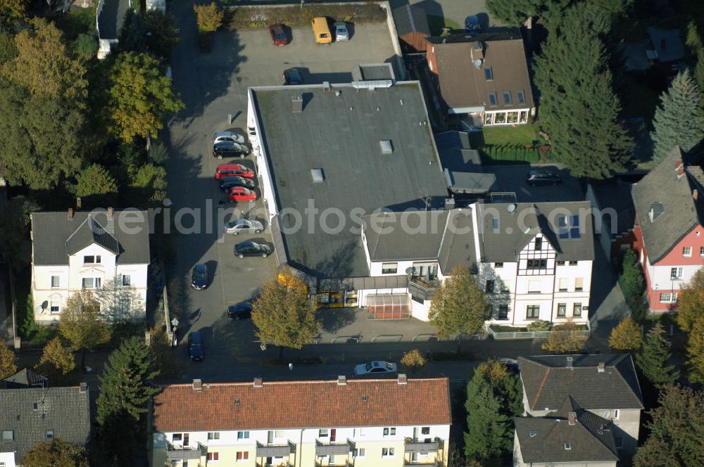 Unna from the bird's eye view: Wohn- und Geschäftshauskomplex an der Massener Strasse 61 in 59423 Unna - ein Projekt der Unternehmensgruppe Markus Gerold an der Vaerstbrücke 1 in 59425 Unna.