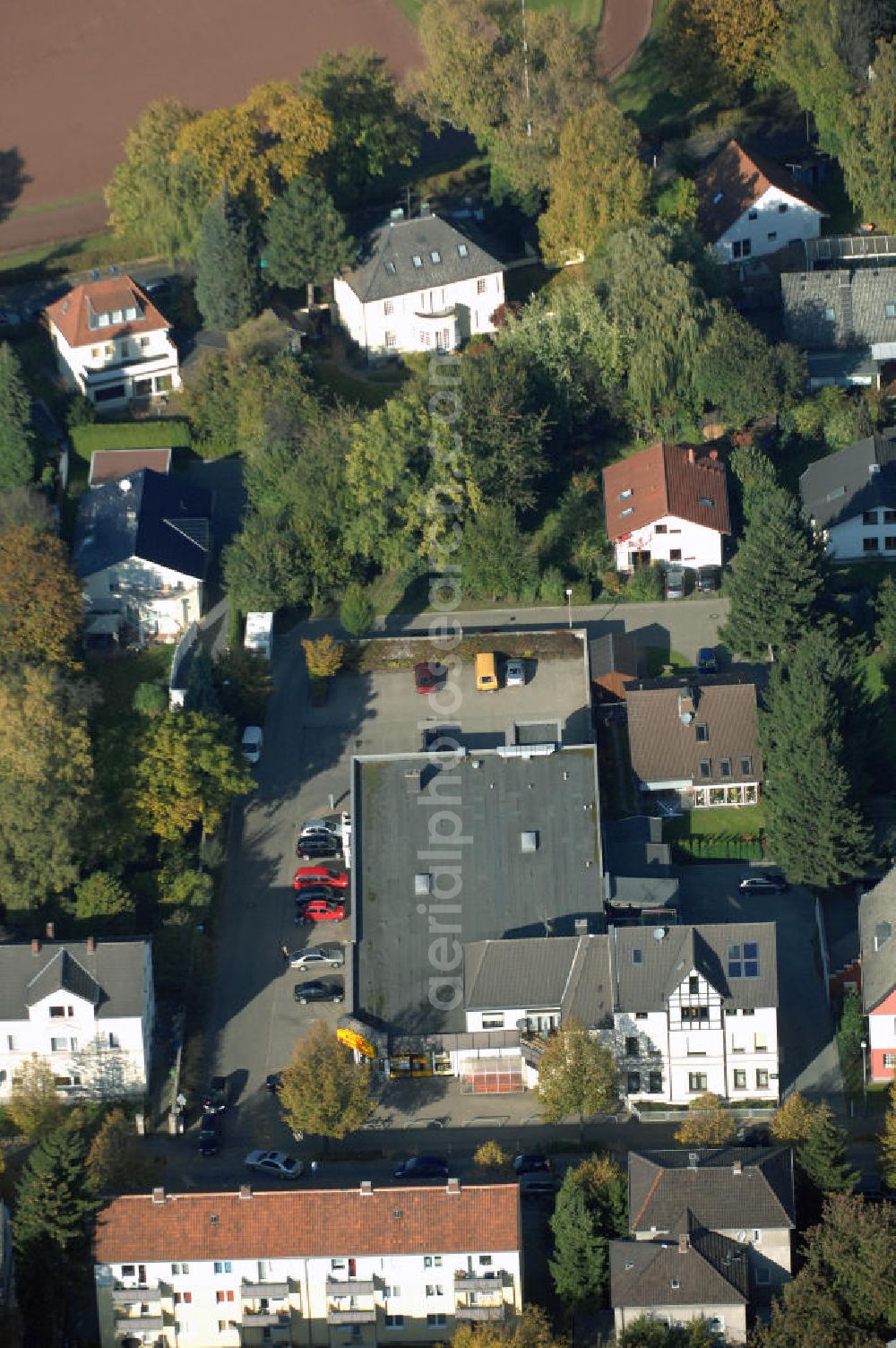 Unna from above - Wohn- und Geschäftshauskomplex an der Massener Strasse 61 in 59423 Unna - ein Projekt der Unternehmensgruppe Markus Gerold an der Vaerstbrücke 1 in 59425 Unna.