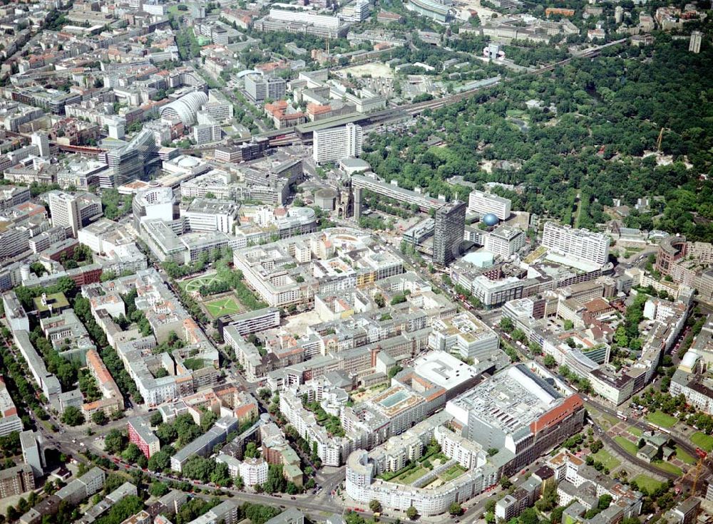 Berlin - Charlottenburg from above - Wohn- und Geschäftsviertel am Breitscheidplatz / Kurfürstendamm in Berlin - Charlottenburg.