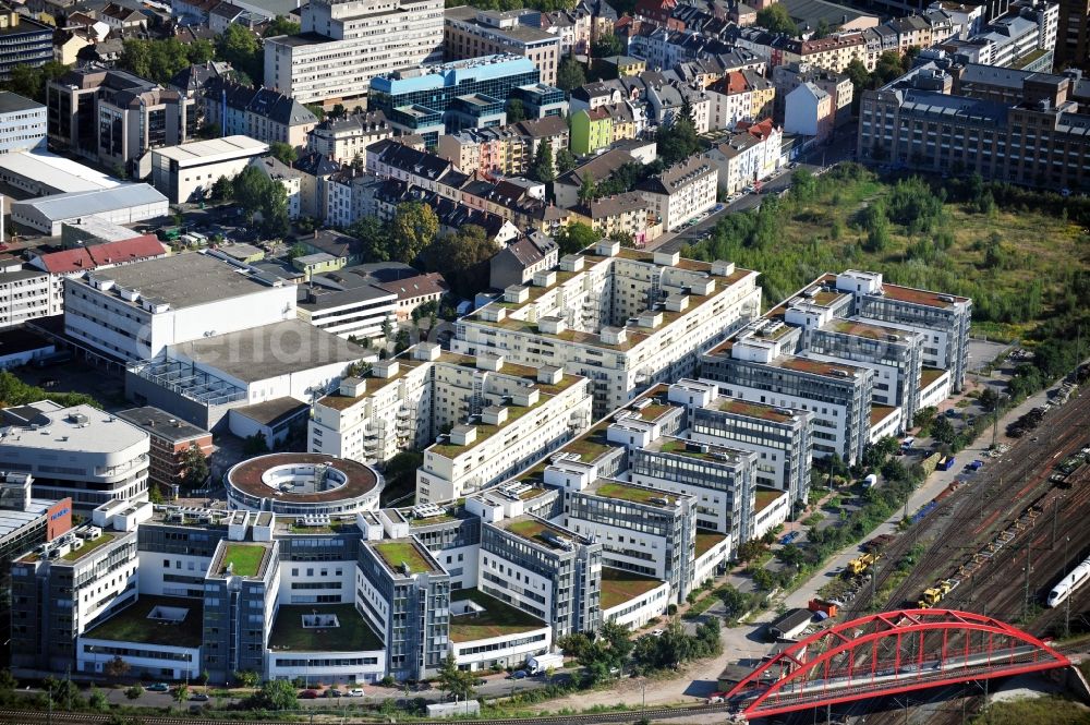 Aerial photograph Frankfurt am Main - Office and residential buildings Am Galluspark in Frankfurt at the Main in Hesse