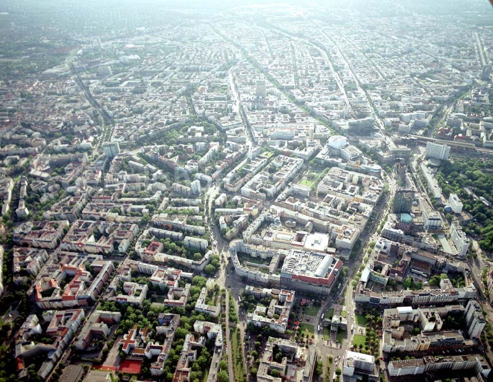 Aerial photograph Berlin - Charlottenburg - Wohn- und Geschäftsviertel am Neuen Kranzlereck - Breitscheidplatz / Kurfürstendamm in Berlin - Charlottenburg.