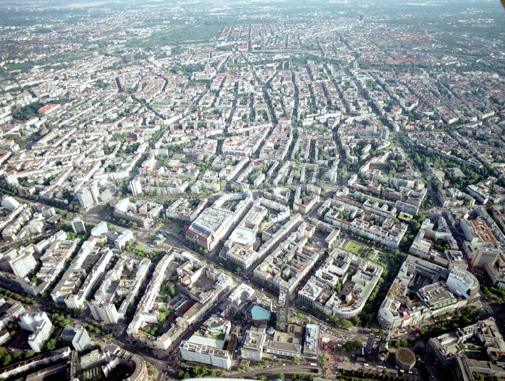 Berlin - Charlottenburg from the bird's eye view: Wohn- und Geschäftsviertel am Neuen Kranzlereck - Breitscheidplatz / Kurfürstendamm in Berlin - Charlottenburg.