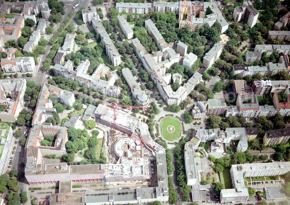 Aerial photograph Berlin - Charlottenburg - Wohn- und Geschäftsviertelneubau am Prager Platz / Bundesallee in Berlin - Charlottenburg.