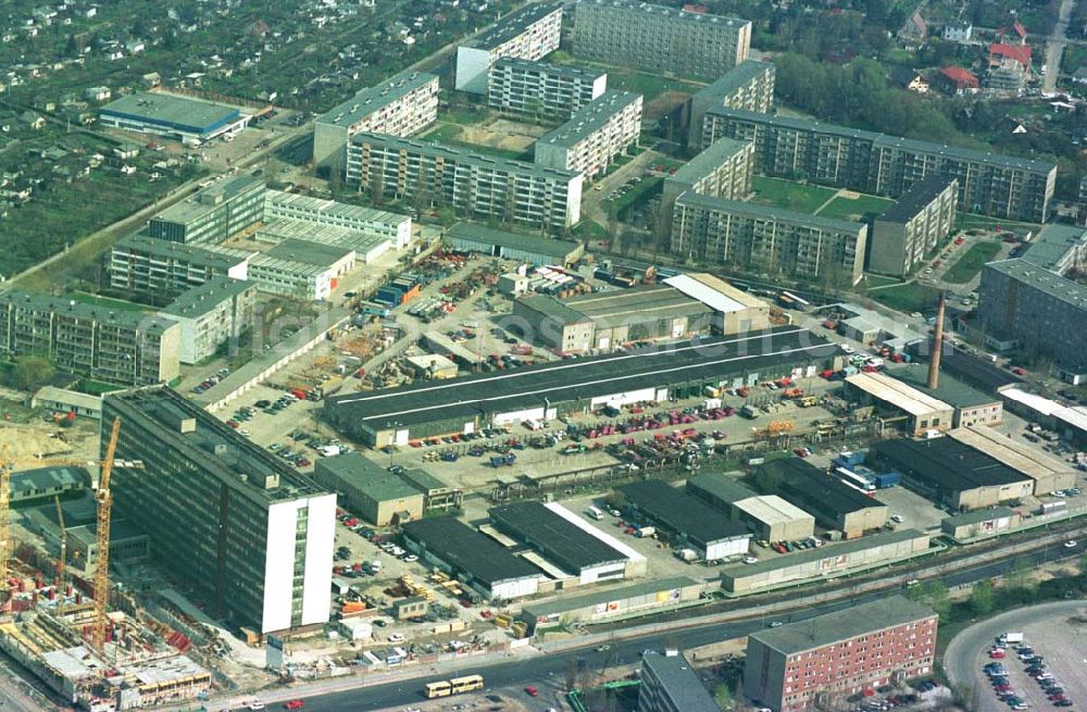 Berlin - Hohenschönhausen from above - 19.04.1994 Wohn-und Geschäftszentrum Gehrenseestr./Hohenschönhausen