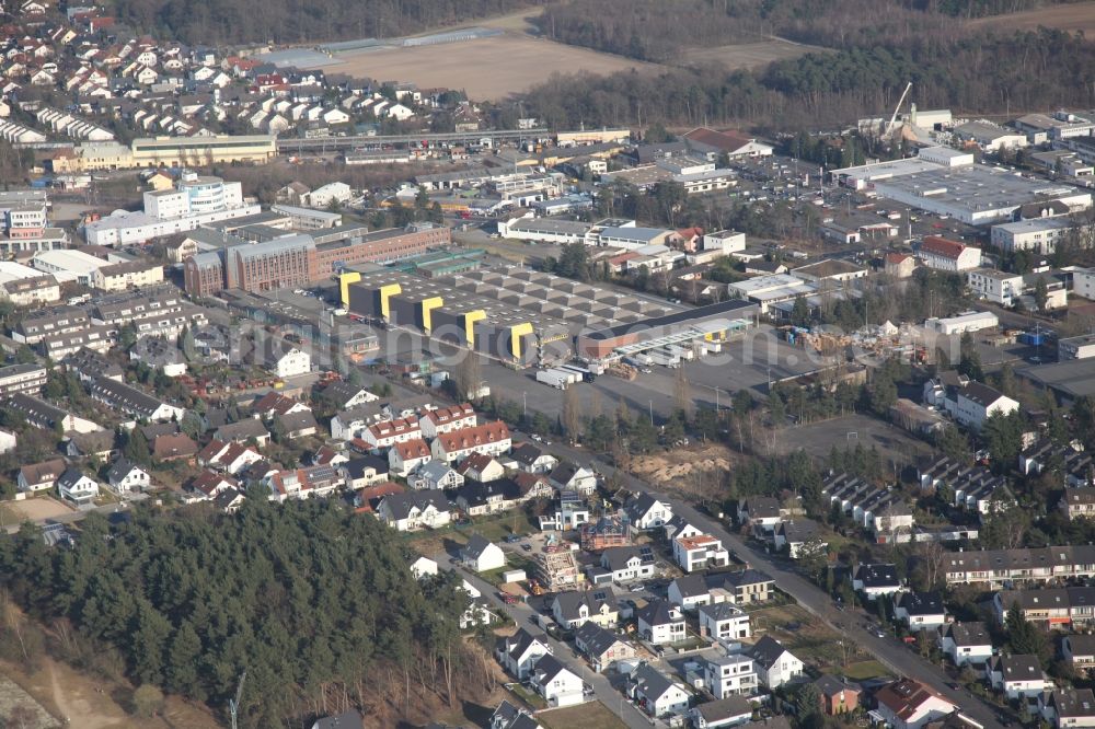 Heusenstamm from the bird's eye view: Residential and commercial area in Heusenstamm in Hesse. heusenstamm.de