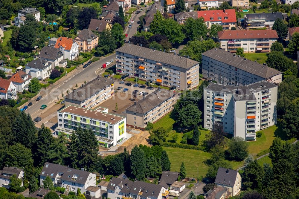 Witten from above - High-rise residential buildings and estate on Bommerfelder Ring in the Bommern part of Witten in the state of North Rhine-Westphalia