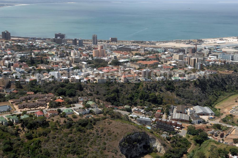 Aerial photograph Port Elizabeth - View of a housing and industrial area in Port Elizabeth Central. In the left front of the picture is the sahara oval st Georges cricket ground