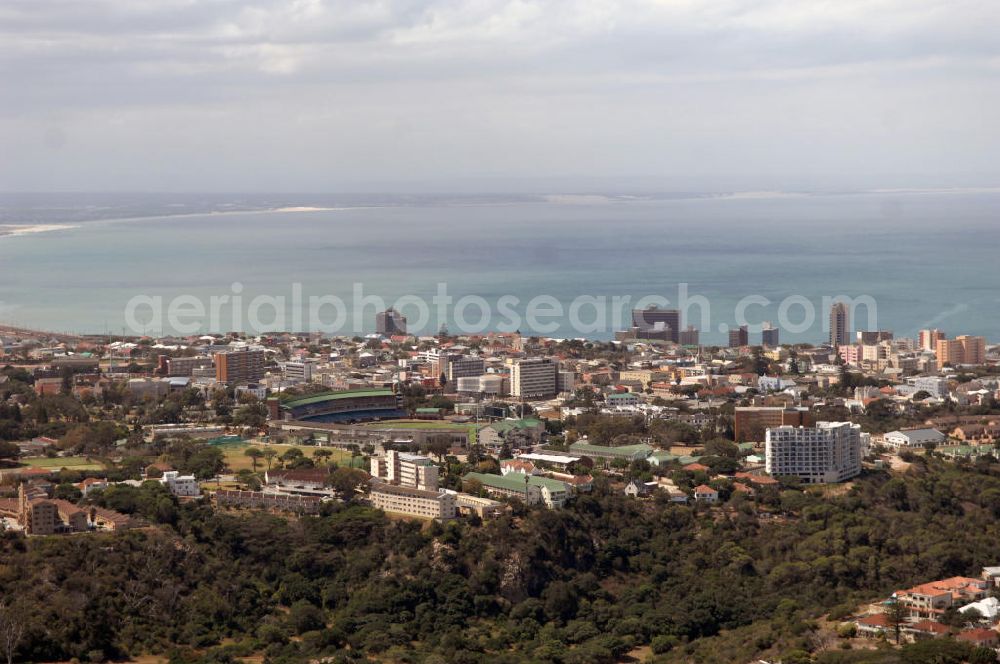 Aerial image Port Elizabeth - View of a housing and industrial area in Port Elizabeth Central. In the left front of the picture is the sahara oval st Georges cricket ground