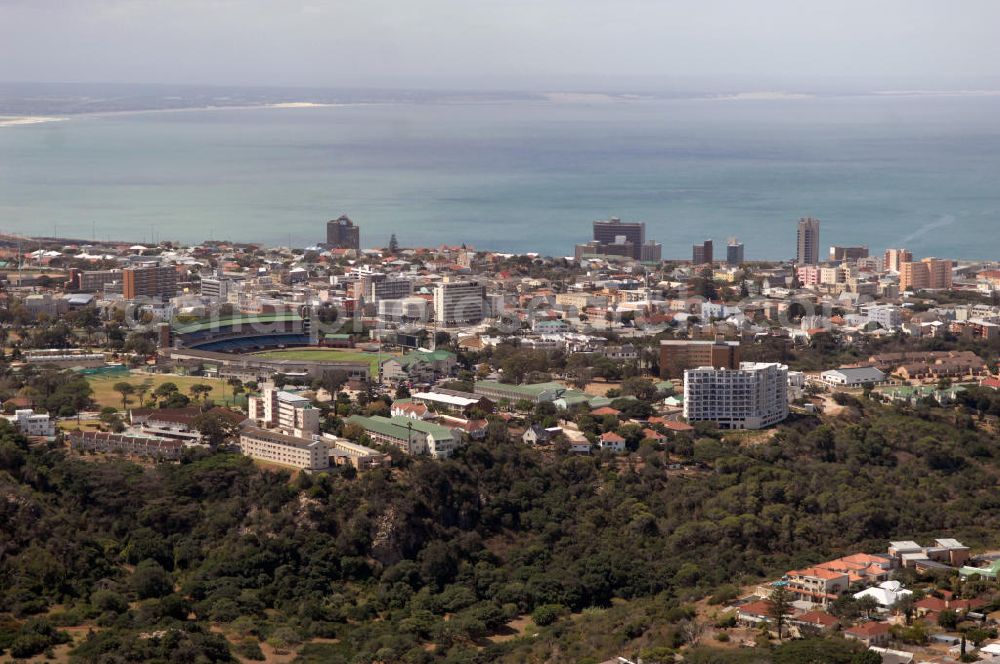 Aerial photograph Port Elizabeth - View of a housing and industrial area in Port Elizabeth Central. In the left front of the picture is the sahara oval st Georges cricket ground