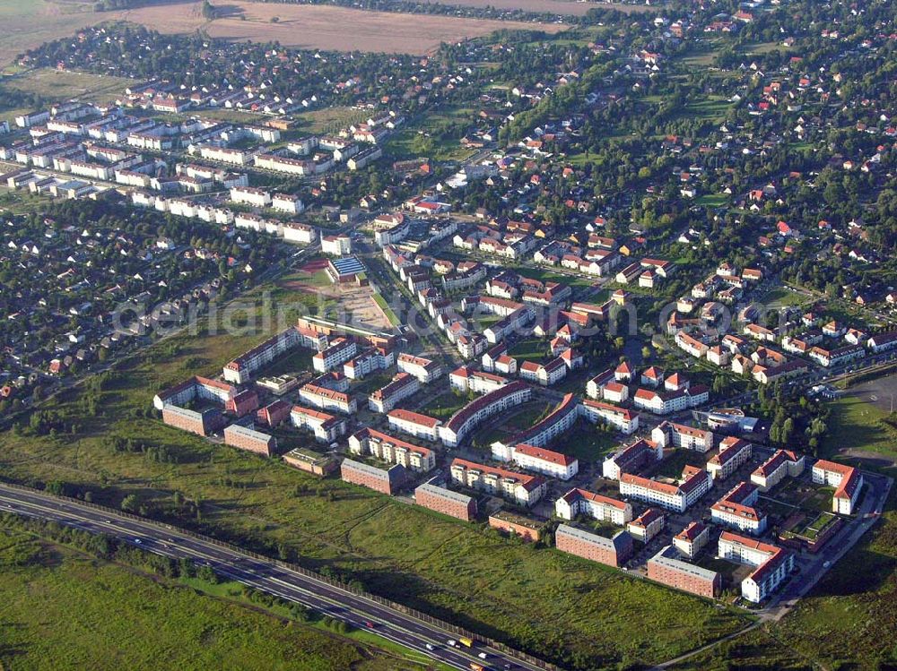 Aerial photograph Berlin (Buch) - Blick auf die Wohnanlage Karow-Nord nördlich vom Karower Zentrum. Das in den 90er Jahren entstandene Wohngebiet beherbergt ca. 20.000 Menschen.