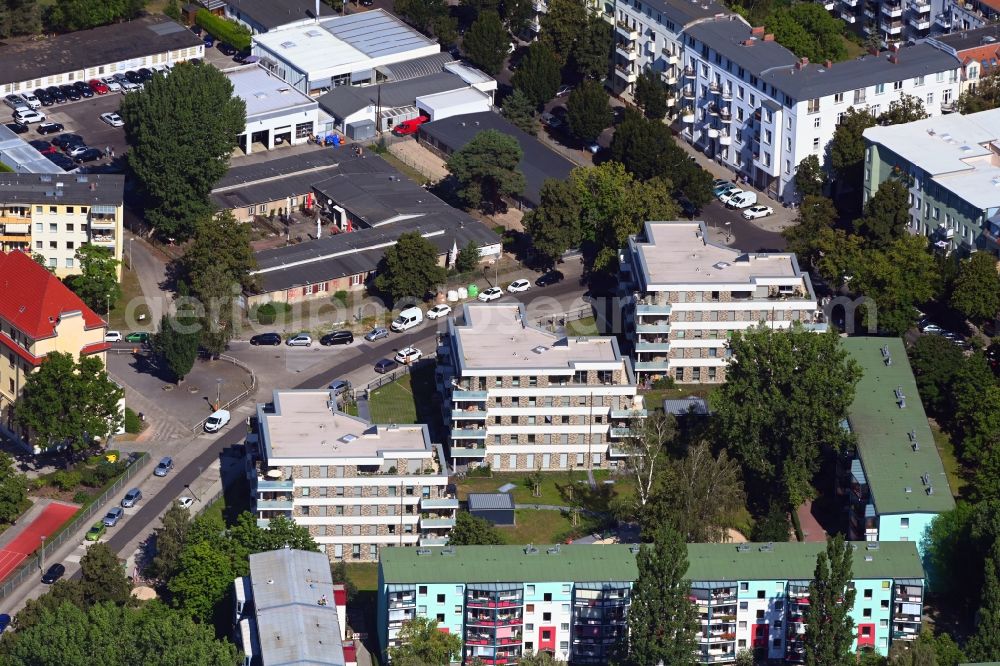 Aerial image Berlin - New multi-family residential complex Rudower Strasse corner Koellnische Strasse in the district Schoeneweide in Berlin, Germany