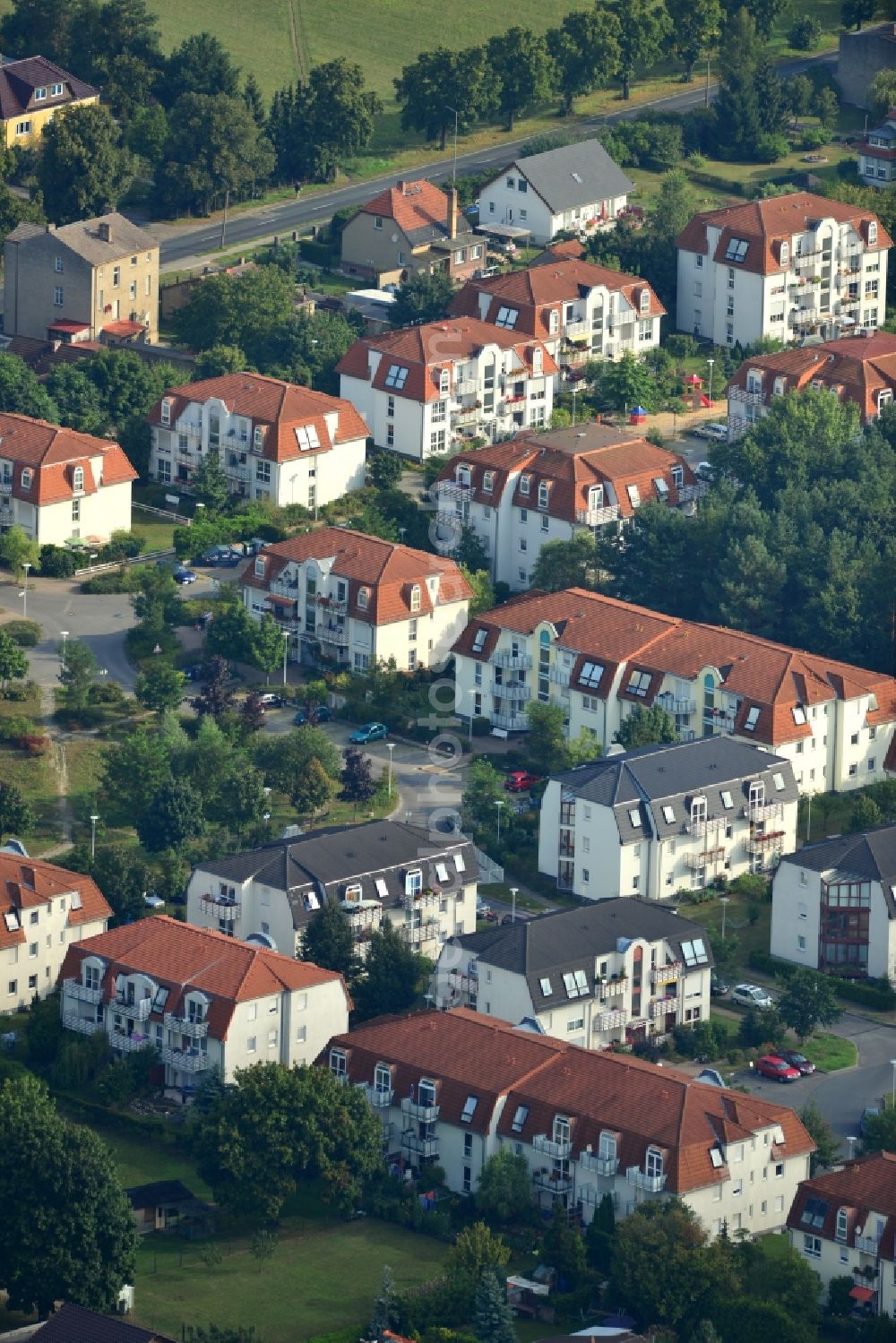 Velten from above - Residential area Am Kuschelhain in Velten in Brandenburg