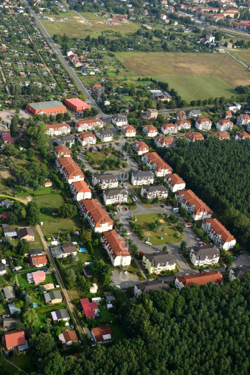 Aerial image Velten - Residential area Am Kuschelhain in Velten in Brandenburg