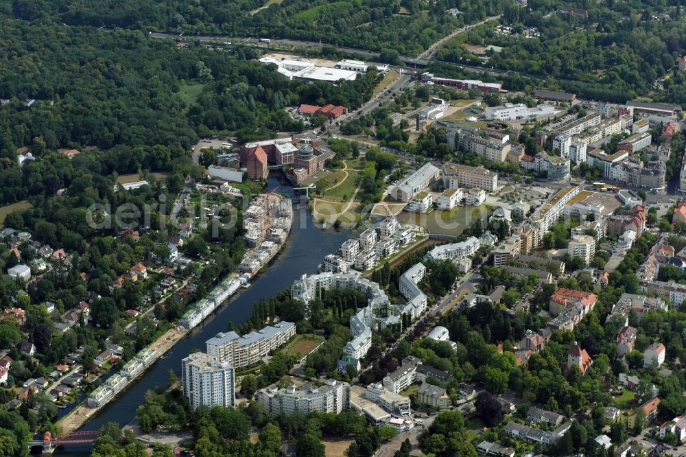 Aerial image Berlin - 1985 to 1988 resulting development of the former industrial port Tegeler with cultural center in Berlin Tegel