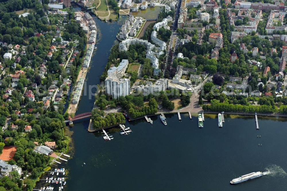 Aerial photograph Berlin - 1985 to 1988 resulting development of the former industrial port Tegeler with cultural center in Berlin Tegel