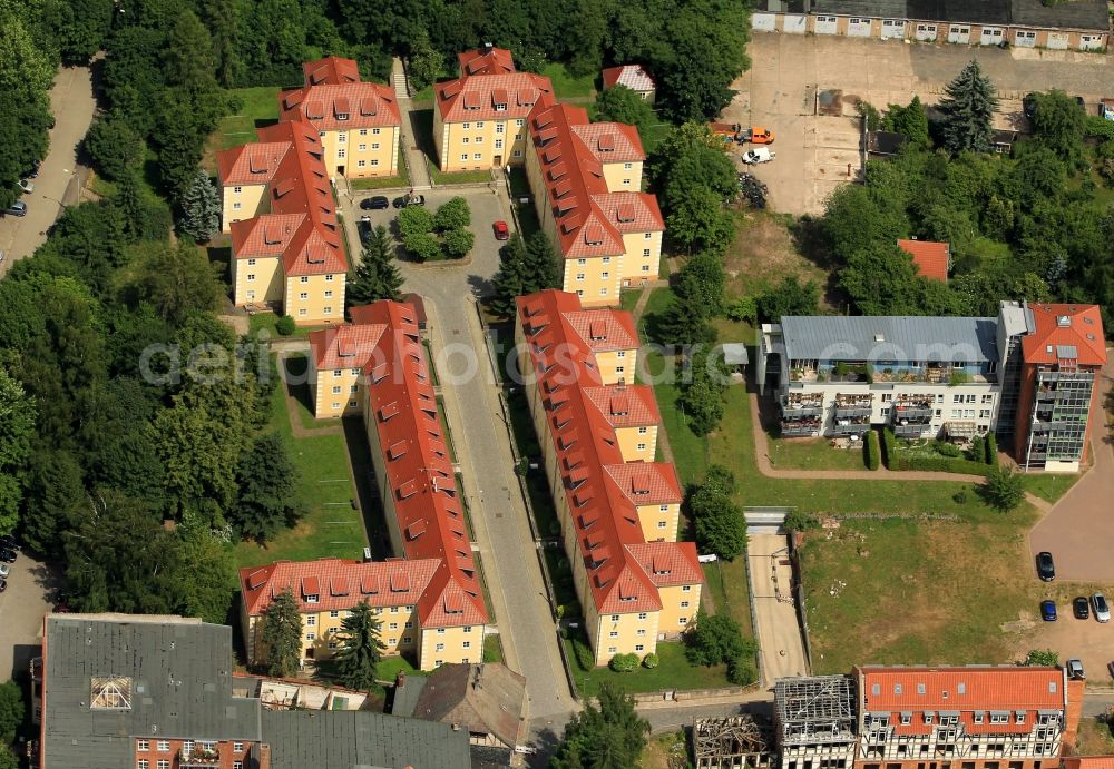 Nordhausen from above - An architecturally unique living area is the so-called Bingerhof in Nordhausen in Thuringia