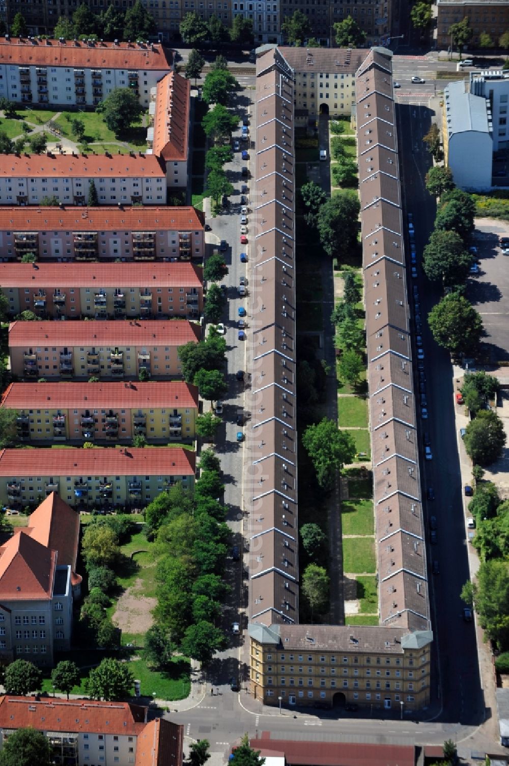 Aerial image Halle (Saale) - View of residential building in Haale (Saale) in Saxony-Anhalt