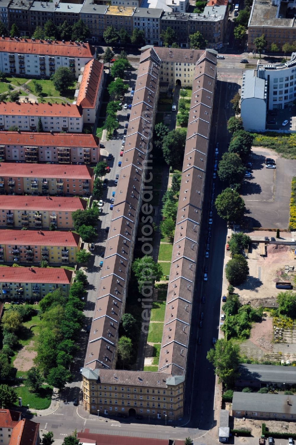 Aerial photograph Halle (Saale) - View of residential building in Haale (Saale) in Saxony-Anhalt