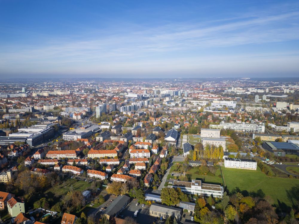 Dresden from the bird's eye view: Residential buildings and high-rise buildings in Zschertnitz in Dresden in the state of Saxony, Germany