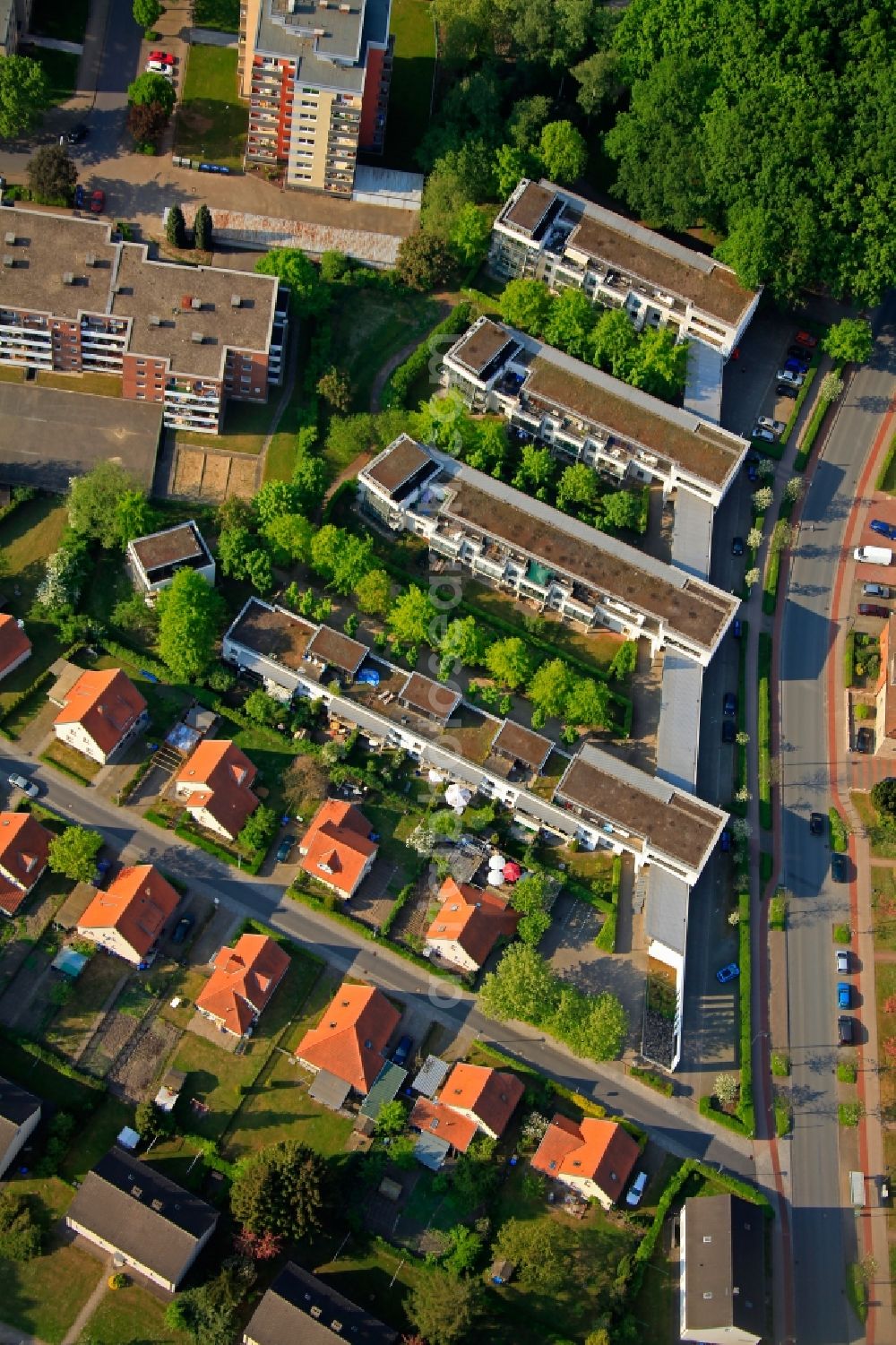 Hamm from above - View of housing blocks in Hamm in the state of North Rhine-Westphalia