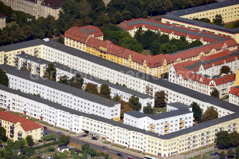 Magdeburg from the bird's eye view: View of apartment buildings in Magdeburg in the state of Saxony-Anhalt