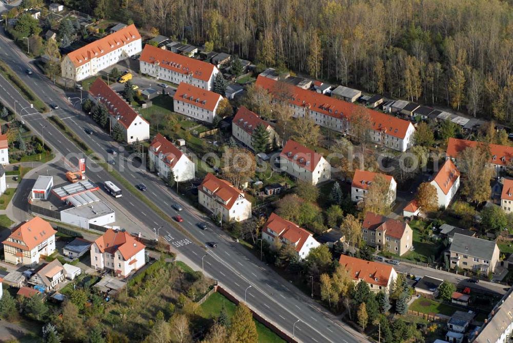 Borna from above - Blick auf das Wohngebiet zwischen Leipziger Straße und Kesselhainer Straße.