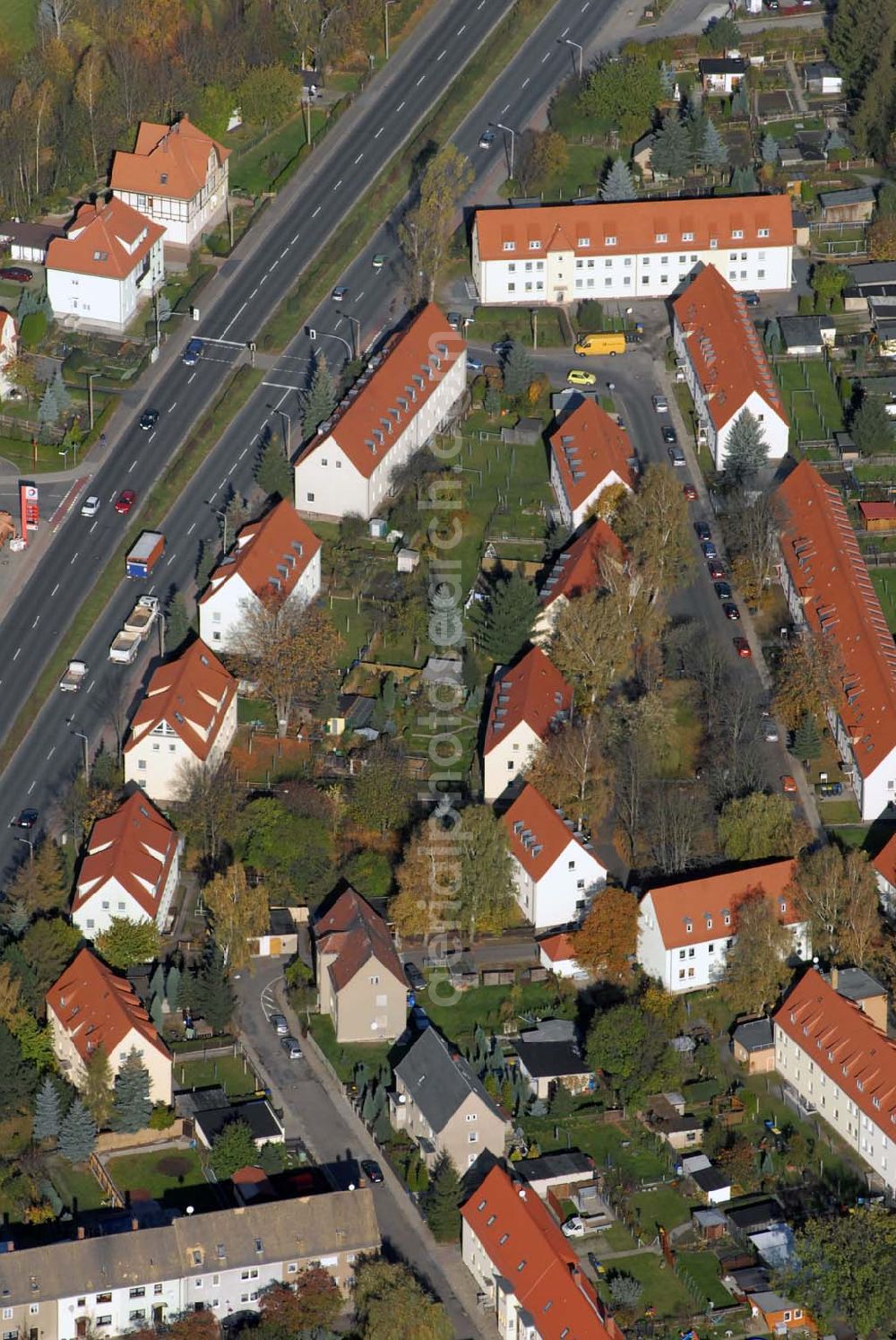 Aerial image Borna - Blick auf das Wohngebiet zwischen Leipziger Straße und Kesselhainer Straße.