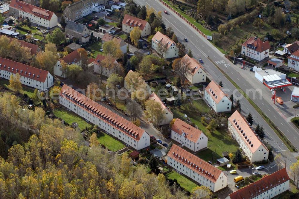 Borna from above - Blick auf das Wohngebiet zwischen Leipziger Straße und Kesselhainer Straße.