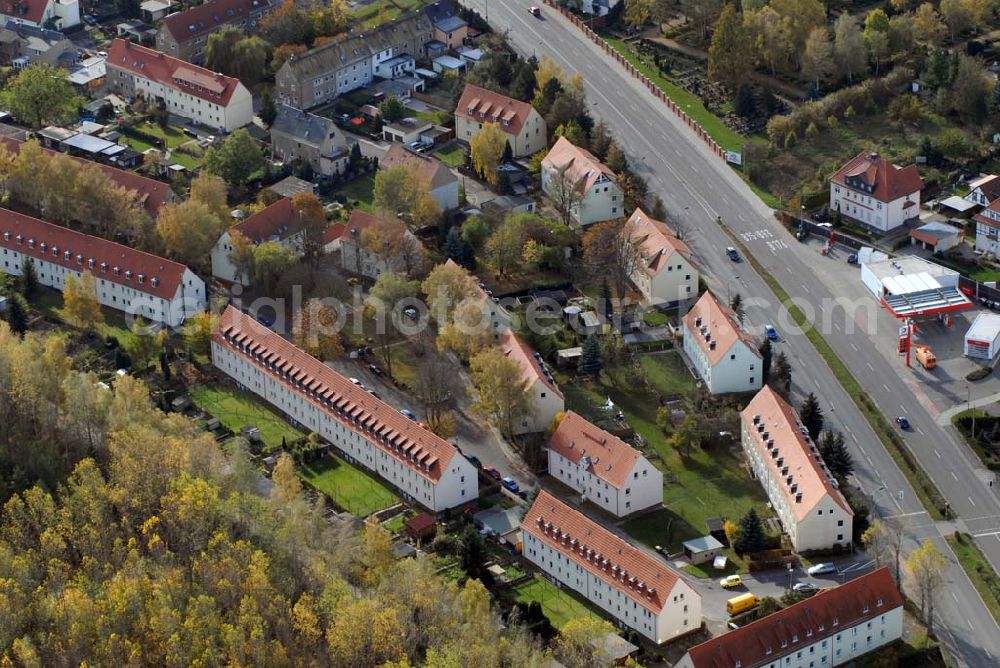 Borna from the bird's eye view: Blick auf das Wohngebiet zwischen Leipziger Straße und Kesselhainer Straße.