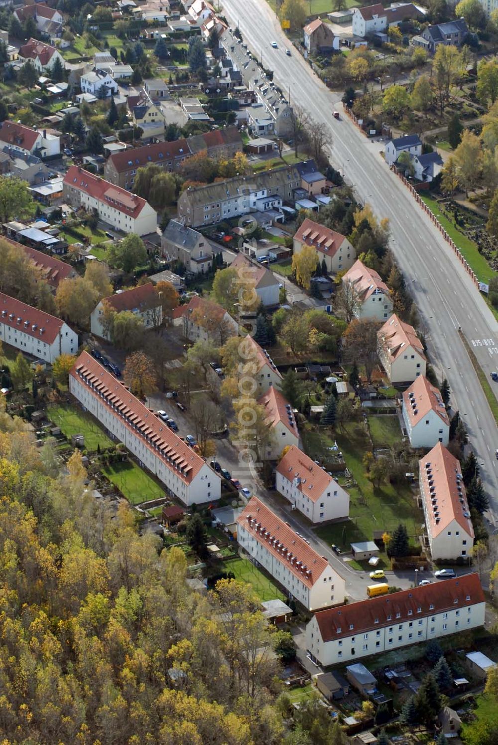 Aerial image Borna - Blick auf das Wohngebiet zwischen Leipziger Straße und Kesselhainer Straße.